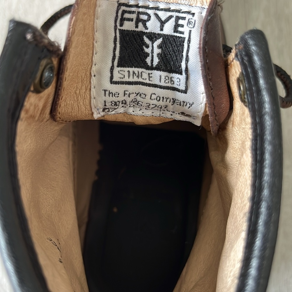 Frye Dakota Mid Lace Up Tie Leather Boots Brown Boys Unisex Youth 13.5 - Picture 9 of 11